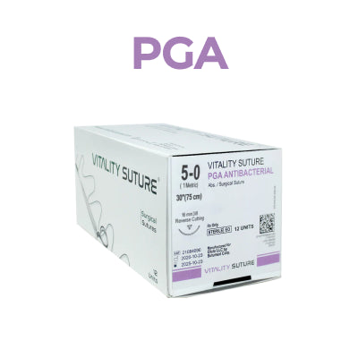 5/0 PGA Antibacterial Sutures 30" 16mm 3/8 Reverse Cutting (12 pk.)